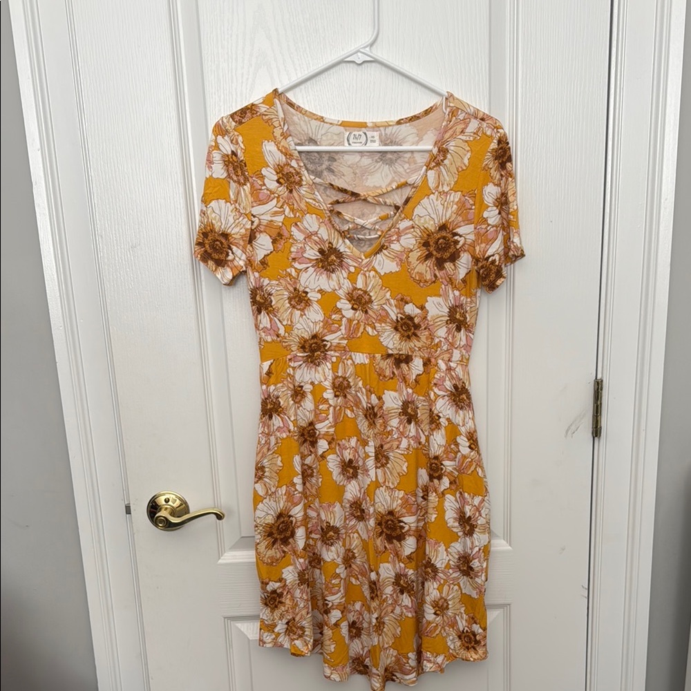 Maurices Yellow and Orange Flutter Sleeve Sundress